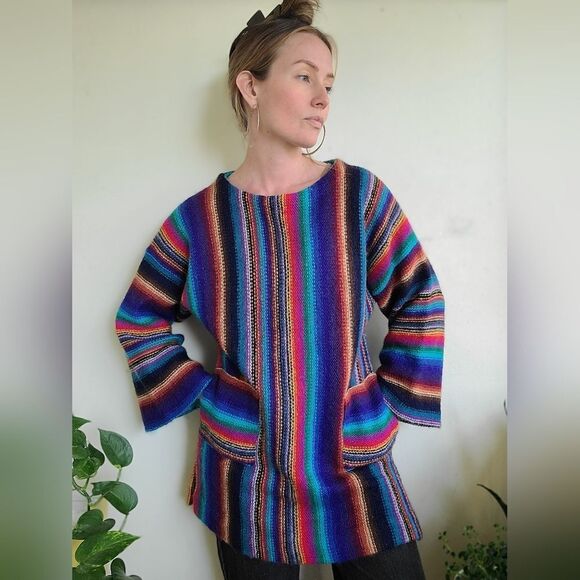The Technicolor Dream Vintage 1970s Tunic Sweater M - Picture 5 of 16